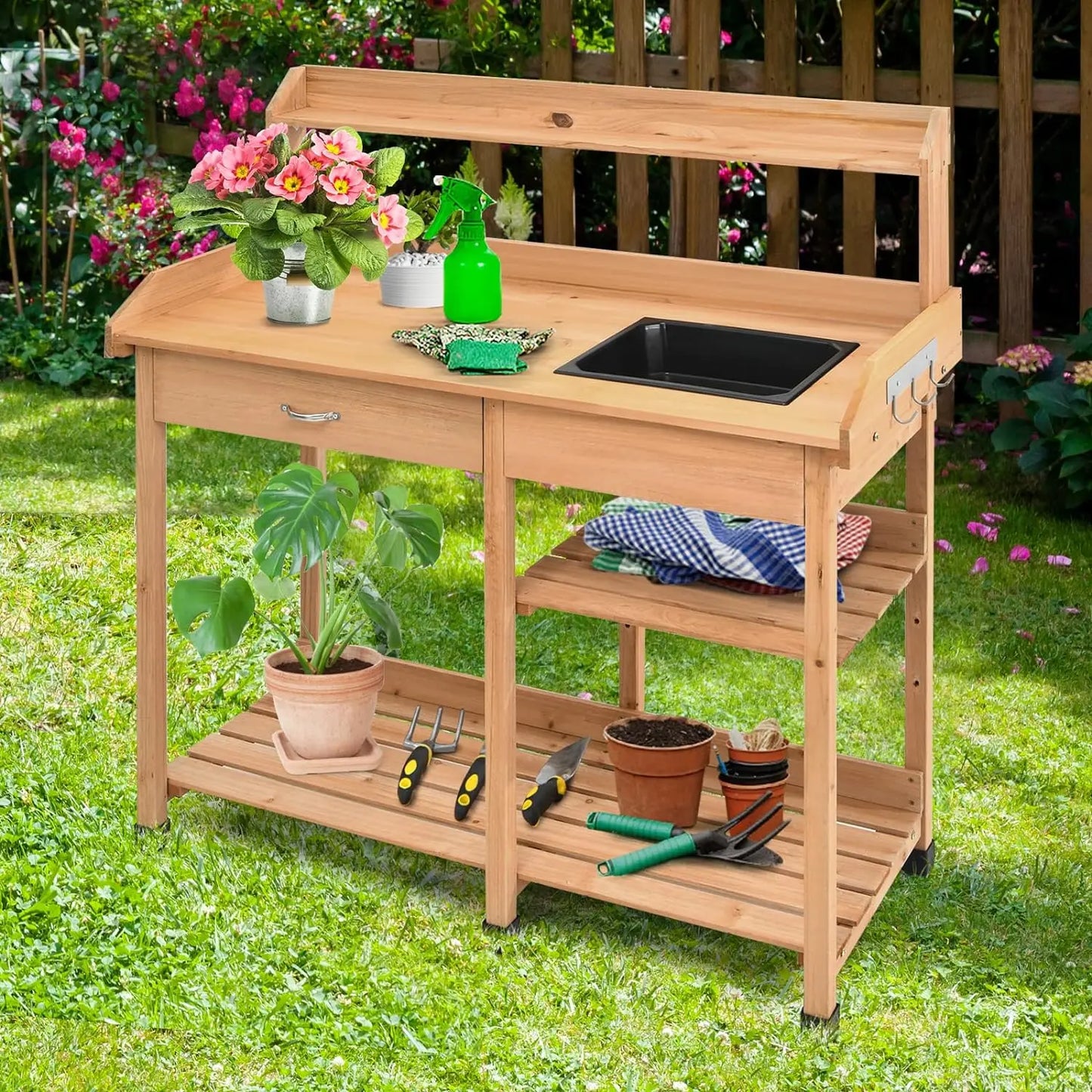 Garden Potting Bench Table for Yard Patio Indoor