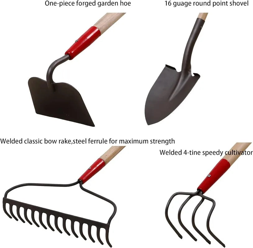 7-Piece Shovels Rakes Hoe Set Garden Tools