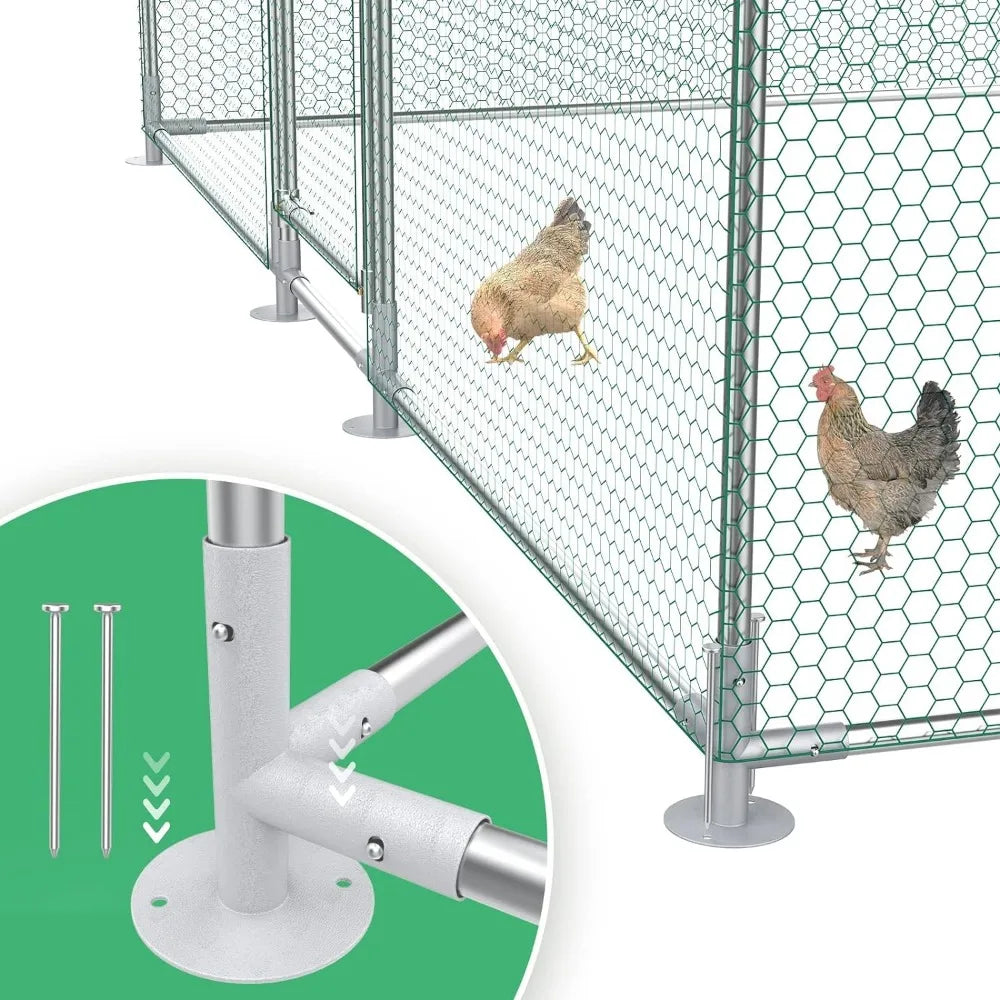 Large Metal Chicken Coop, Outdoor Walk-in Poultry Cage