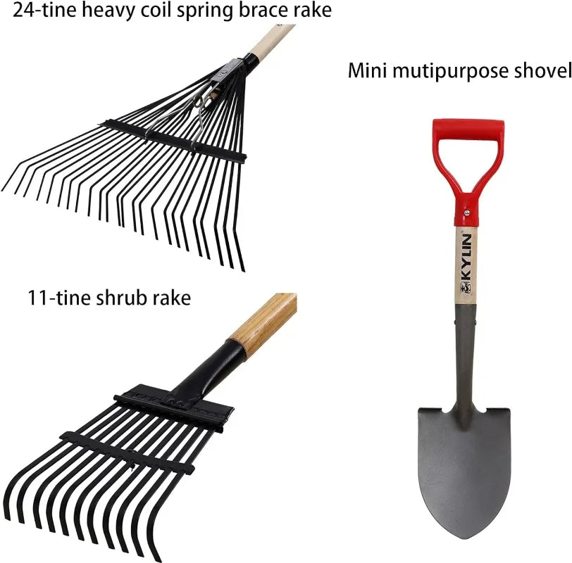 7-Piece Shovels Rakes Hoe Set Garden Tools