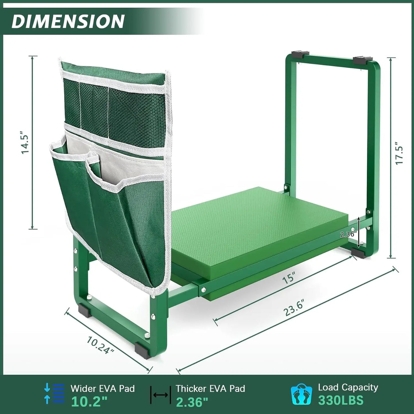 10.2" Wider Garden Kneeler and Seat, Garden Tools with Bags