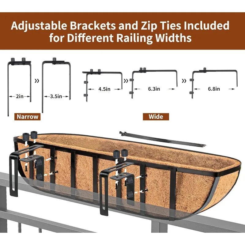 4pcs 30"  Deck Railing Planter with Coco Liner