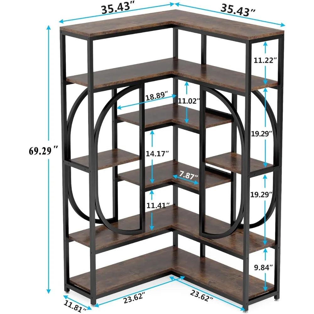 7-Shelf Corner Bookshelf