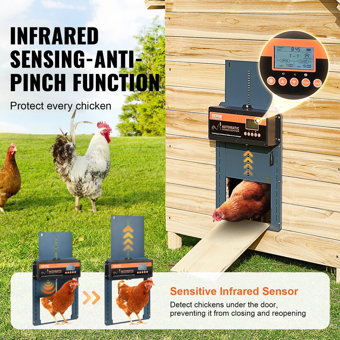 Automatic Chicken Coop Door with Light Sensing Remote Control