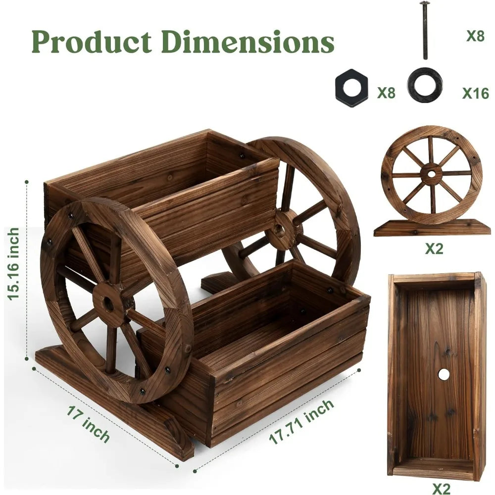 Wooden Wagon Planter Box