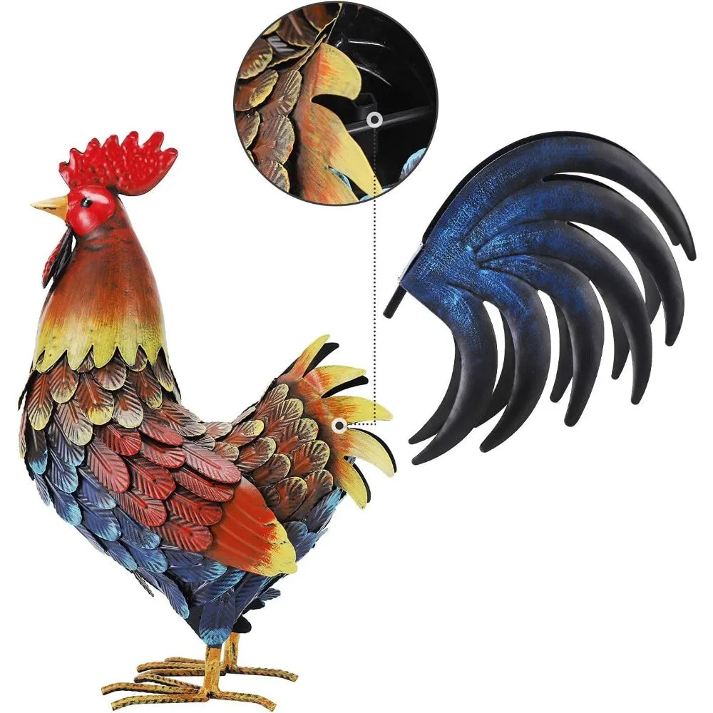 Rooster Decor Garden Statue Metal Sculpture