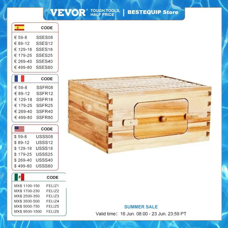 Bee Hive Deep Box Starter Kit with 10 Frames and Foundations