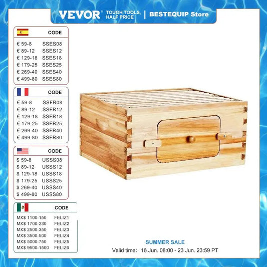 Bee Hive Deep Box Starter Kit with 10 Frames and Foundations