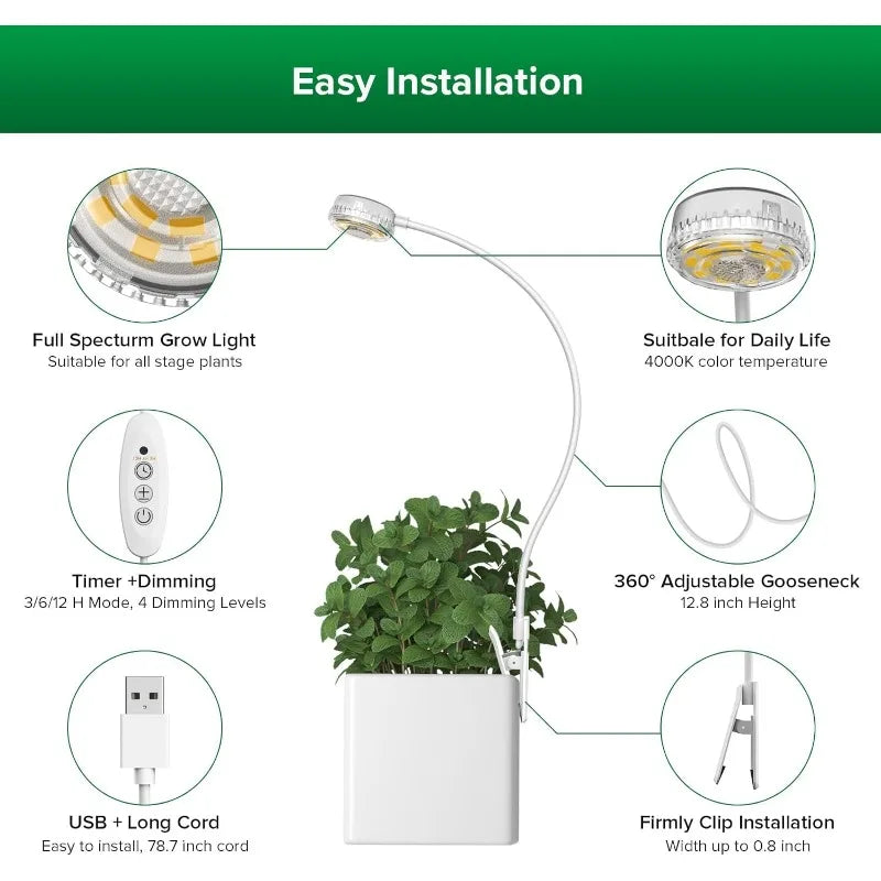 Pot Clip LED Plant Growing Lamp