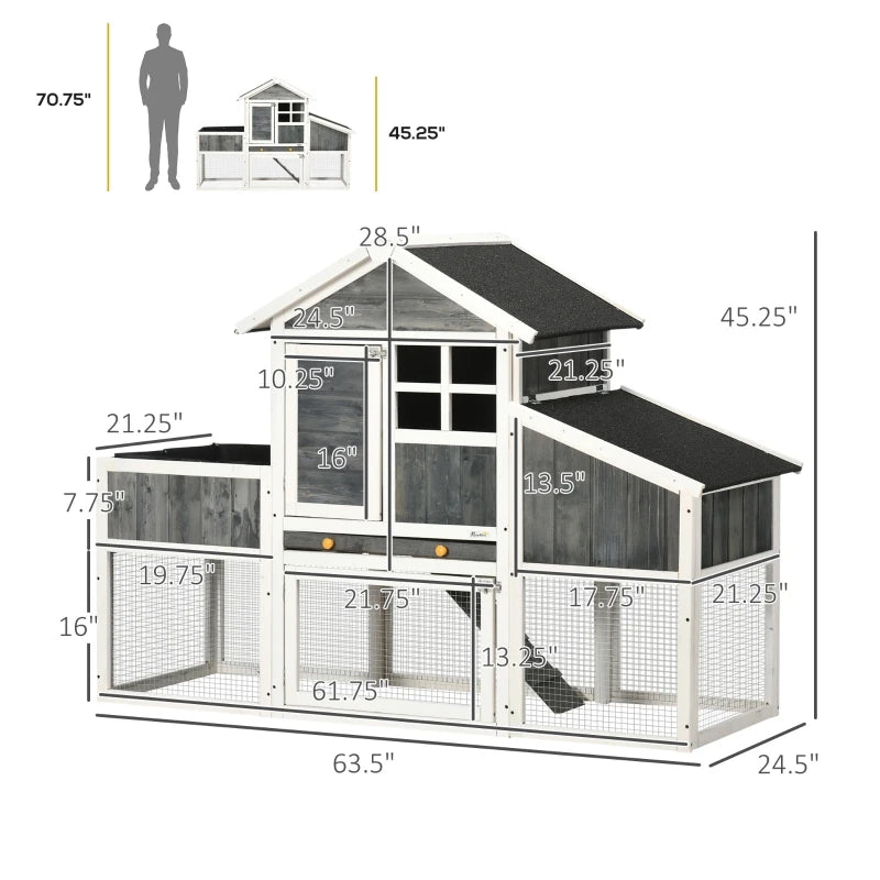 Gray 63.5" Chicken Coop