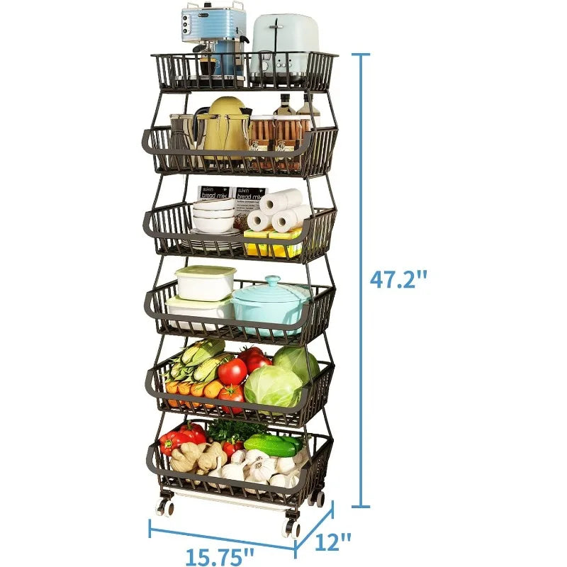 6 Tier Fruit Vegetable Basket Storage Cart