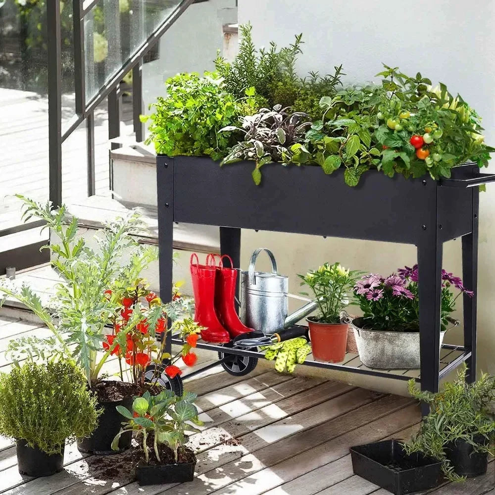 Outdoor Elevated Garden Bed on Wheels