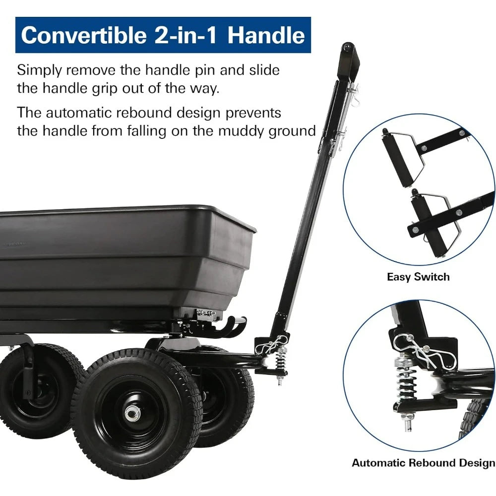 7 Cu.Ft. 13" No-Flat Tires Poly Yard Dump Cart