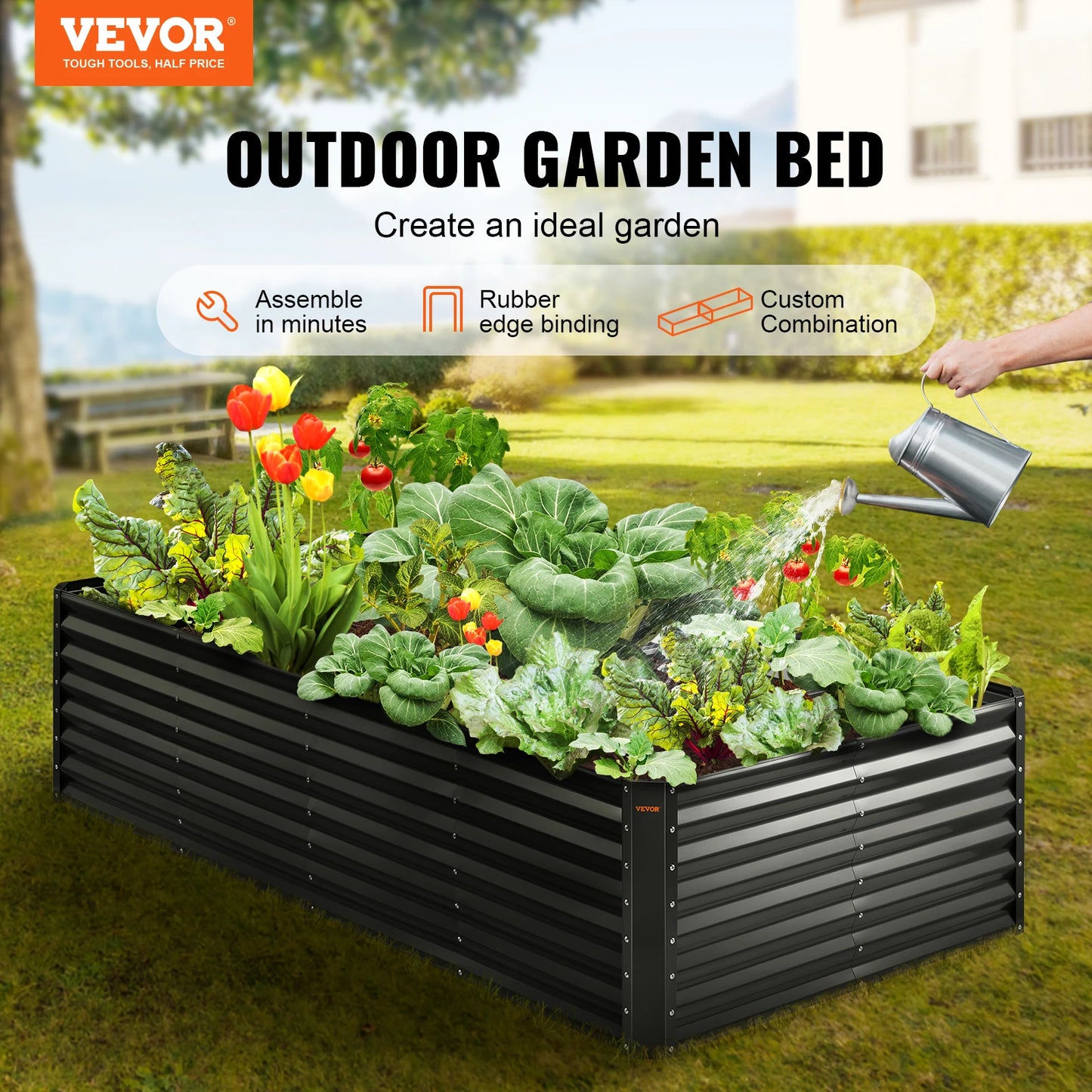 Raised Garden Bed Kit with Open Bottom