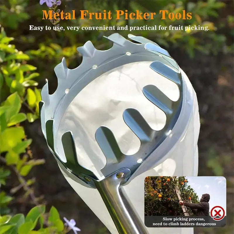 Fruit Picker Pole With Basket, Telescopic Extendable Pole