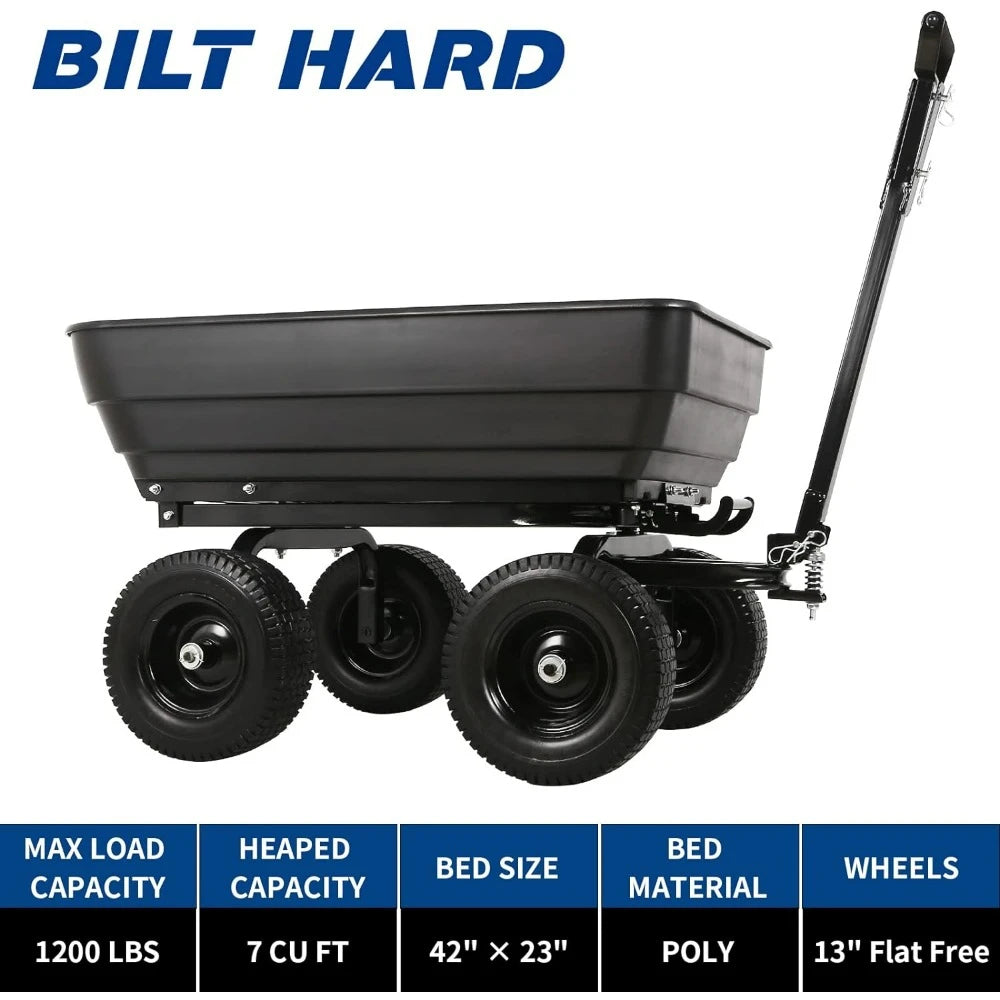 7 Cu.Ft. 13" No-Flat Tires Poly Yard Dump Cart