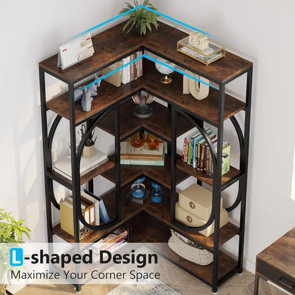 7-Shelf Corner Bookshelf